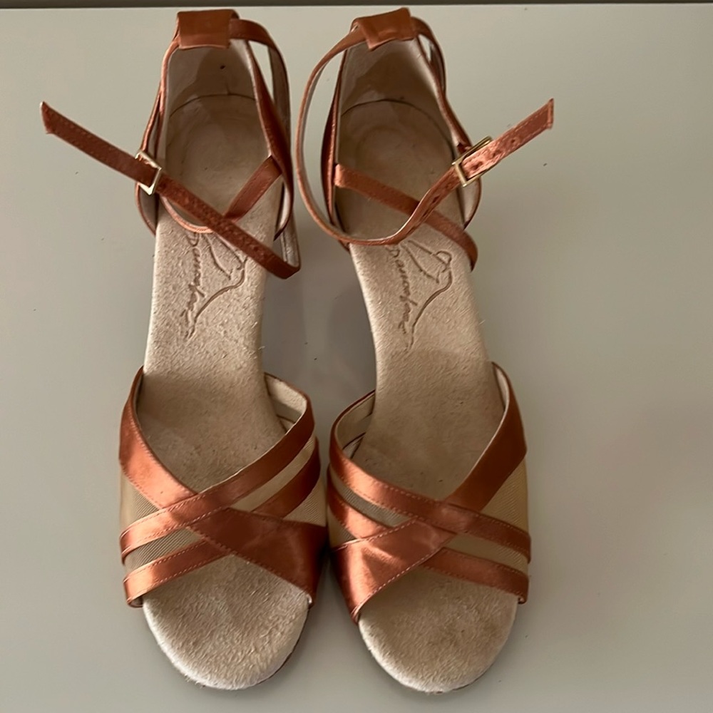Dancefeel satin copper dance shoes size 37.5